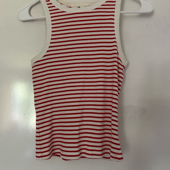 H&M Tops - H&M Red and White Striped Tank Top